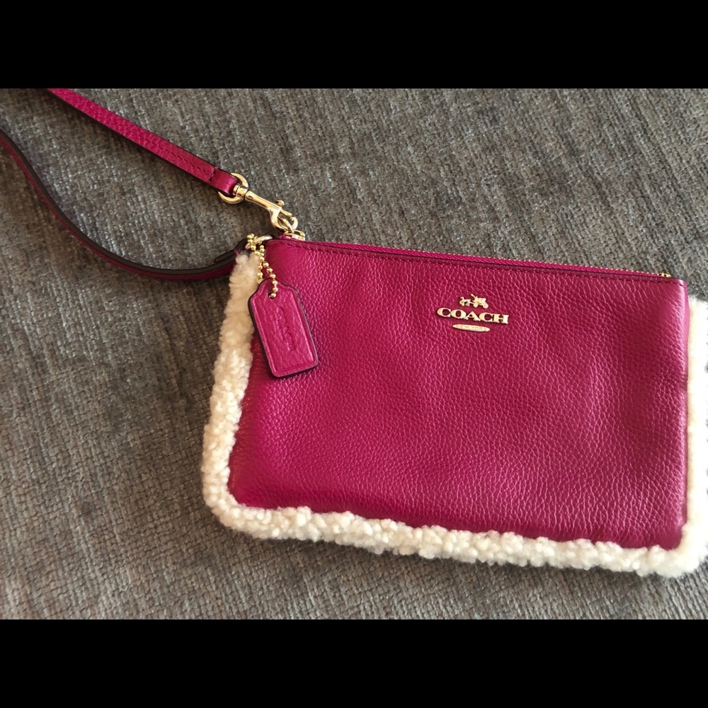 Sherpa Lined Coach Wristlet